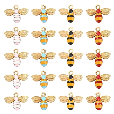 20Pcs 4 Colors Alloy Enamel Pendants ENAM-YW0001-91-1