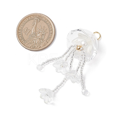 Glass Seed Beaded Jellyfish Big Pendants PALLOY-MZ01166-02-1