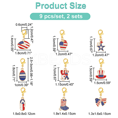 American Flag Style Pendant Stitch Markers HJEW-AB00344-1
