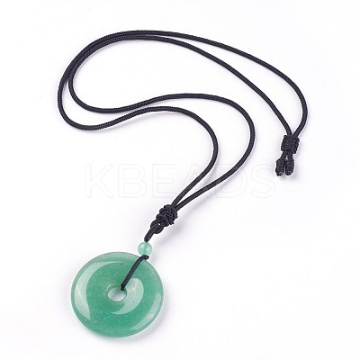 Adjustable Natural Green Aventurine Pendant Necklaces NJEW-A125-C02-1