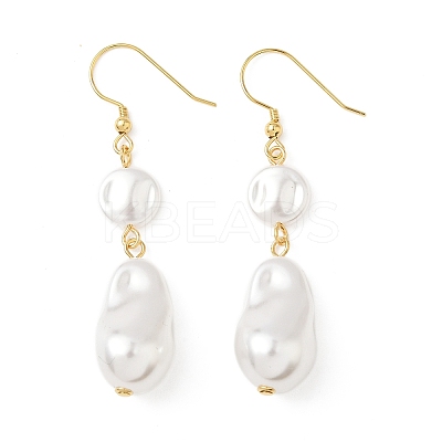 Electroplated 304 Stainless Steel Imitation Pearl Nuggets Dangle Earrings EJEW-Z129-08G-1