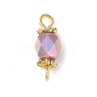Column Glass Golden Tone Iron Connector Charms PALLOY-JF01739-1