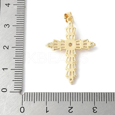 Brass Micro Pave Cubic Zirconia Cross Pendants ZIRC-I071-04G-02-1