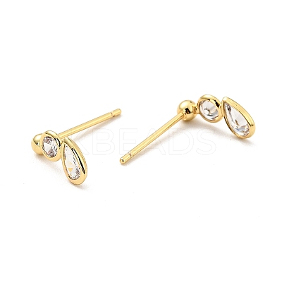 Clear Cubic Zirconia Teardrop Stud Earrings X-EJEW-G297-22G-1