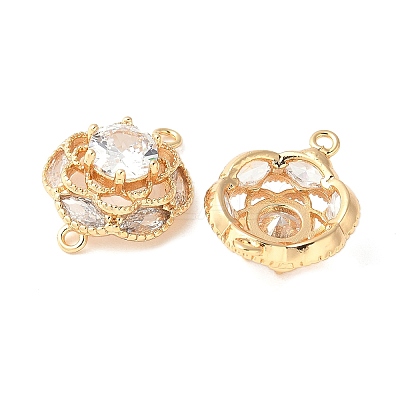 Flower Brass Connector Charms KK-A253-04G-1