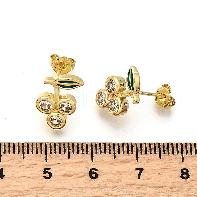 Brass Brass Micro Pave Cubic Zirconia Stud Earrings EJEW-F383-02G-02-1