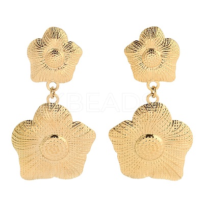 Stainless Steel Flower Stud Earrings for Women EJEW-Z074-03G-1