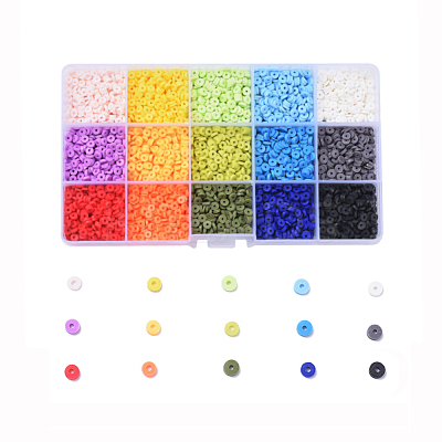 15 Colors Handmade Polymer Clay Beads CLAY-X0011-02-1