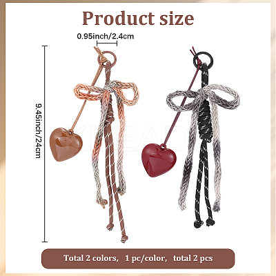 2Pcs 2 Colors Bowknot Polyester Pendant Decoration HJEW-GF0001-60-1