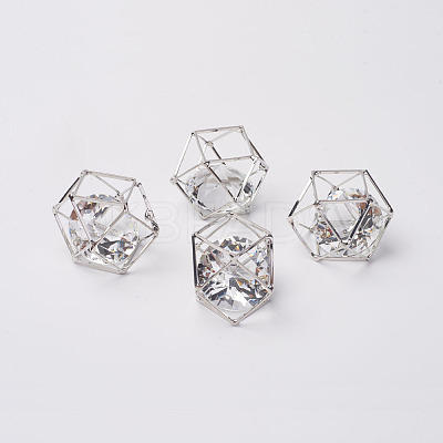 Brass Hollow Polygon Beads KK-M092-D-P-1