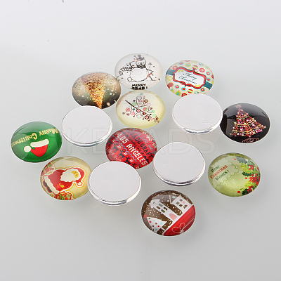 Christmas Ornaments Half Round/Dome Christmas Photo Glass Cabochons GGLA-A002-12mm-KK-1