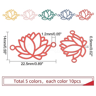 50Pcs 5 Colors Spray Painted 201 Stainless Steel Connector Charms STAS-DC0007-98-1