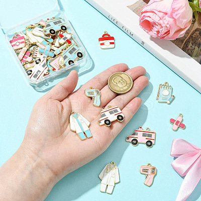 42Pcs 21 Styles Alloy Enamel Charms ENAM-CJ0006-95-1