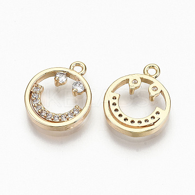 Brass Micro Pave Clear Cubic Zirconia Charms RJEW-T063-62G-NF-1