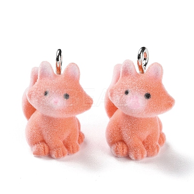 Animal Shape Flocky Resin Pendants RESI-Q229-01G-1