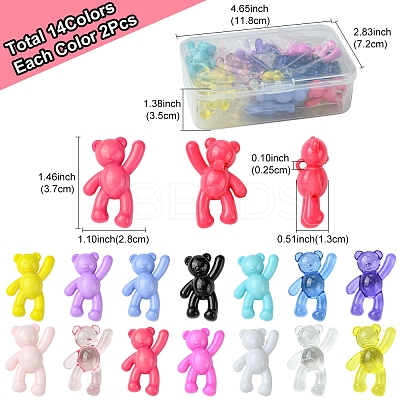 28Pcs 14 Colors Acrylic Pendants MACR-FS0001-84-1
