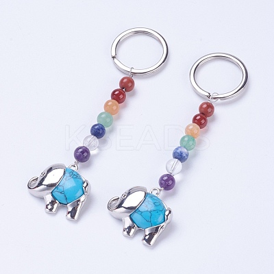 Natural/Synthetic Gemstone Chakra Keychain KEYC-P040-E-1