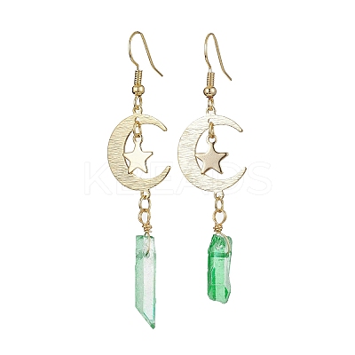 Moon & Star Brass Dangle Earrings EJEW-JE05460-1