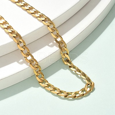 304 Stainless Steel Cuban Link Chain Necklaces NJEW-S442-01G-1