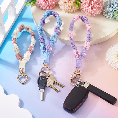 3Pcs Cotton Braided Flower Pendant Decorations AJEW-TA0002-72C-1