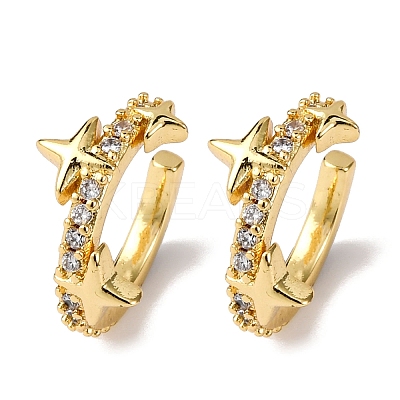 Brass Micro Pave Clear Cubic Zirconia Cuff Earrings LS-EJEW-D328-02G-03-1