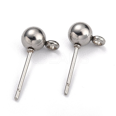304 Stainless Steel Ball Post Stud Earring Findings STAS-Z035-01P-H-1