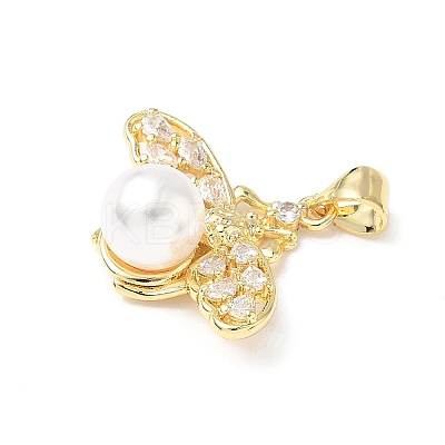 Brass Cubic Zirconia Pendants KK-L253-01G-1