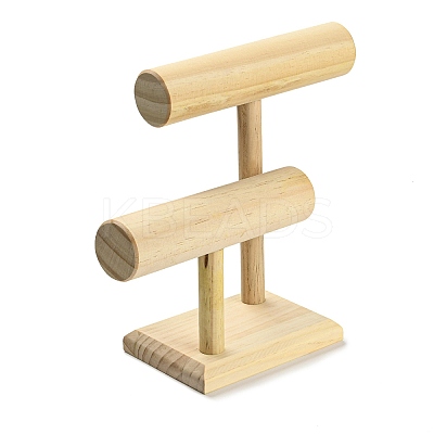 2-Tier Wood T Bar Bracelet Display Stands BDIS-F005-02A-1