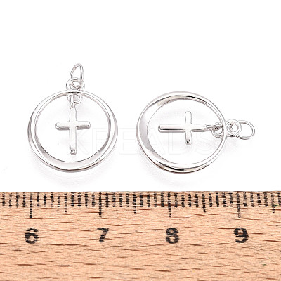 925 Sterling Silver Ring with Cross Pendants STER-N016-103P-1