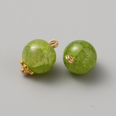 Crackle Glass Imitation Jade Charms FIND-WH0148-144-1