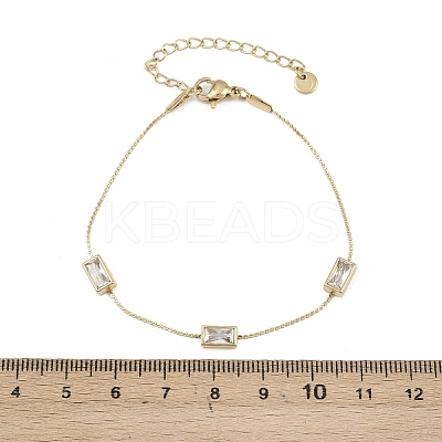 304 Stainless Steel Micro Pave Cubic Zirconia Link Chian Bracelets for Women BJEW-K291-04G-1