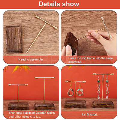 3 Sets 3 Sizes Iron Earring Display Stand Set EDIS-WH0024-10G-1