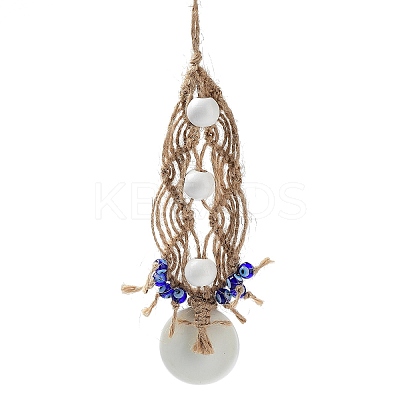 Flat Round with Evil Eye Glass Pendant Decorations EVIL-PW0002-18A-01-1