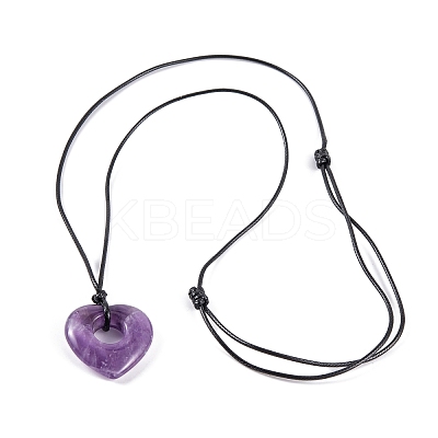 Natural Amethyst Pendant Necklaces NJEW-K268-01B-1