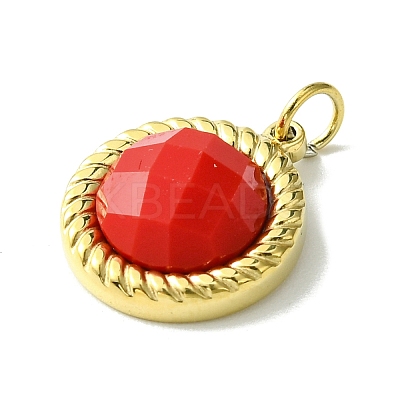 Ion Plating(IP) Real 14K Gold Plated 304 Stainless Steel with Glass Pendant FIND-Z028-32G-1