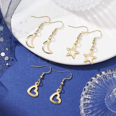 3 Pair 3 Style 304 Stainless Steel Dangle Earrings EJEW-JE05494-02-1