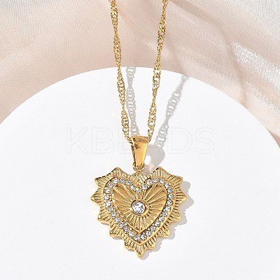 304 Stainless Steel Rhinestone Pendant Necklaces for Women NJEW-B150-01G-02-1