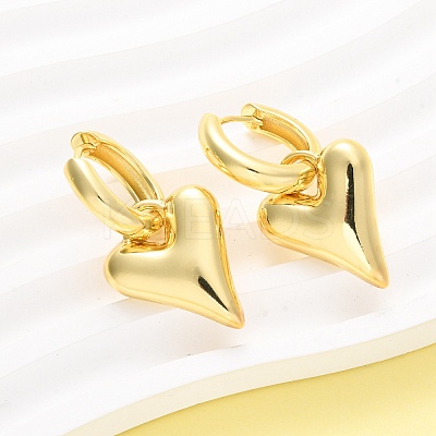 Heart Brass Hoop Earrings EJEW-D322-12G-01-1