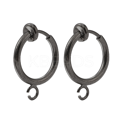 Brass Clip-on Hoop Earring Findings KK-P102-01B-01-1