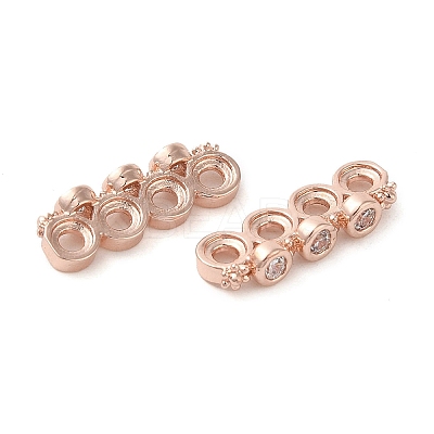 Rack Plating Brass Pave Clear Cubic Zirconia Spacer Bars KK-B088-11C-RG-1