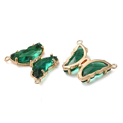Brass Pave Faceted Glass Connector Charms FIND-Z020-03T-1