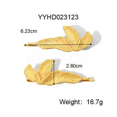 Fashionable 304 Stainless Steel Leaf Stud Earrings & Hair Bobby Pin Set for Women SH3836-1-1