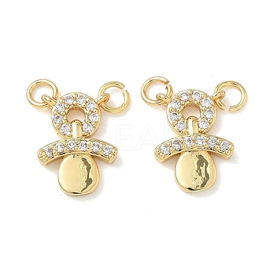 Brass Micro Pave Clear Cubic Zirconia Charms KK-P342-10G-1