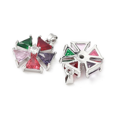 Brass Micro Pave Cubic Zirconia Pendants KK-S532-10P-A-1