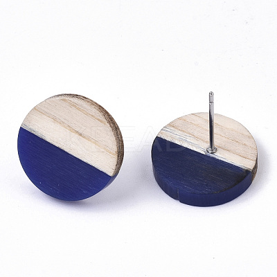 Resin & Wood Stud Earrings EJEW-N017-003A-C01-1