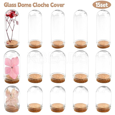 15Pcs 3 Styles Glass Dome Cloche Cover AJEW-YW0001-08-1