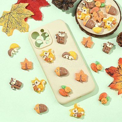 30Pcs 6 Styles Autumn Theme Opaque Resin Cabochons CRES-YW0002-81-1
