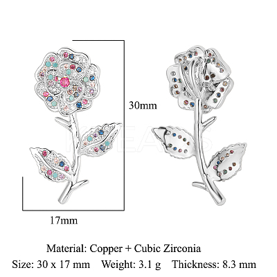 3Pcs Brass Micro Pave Cubic Zirconia Pendants ZIRC-OY001-55P-1