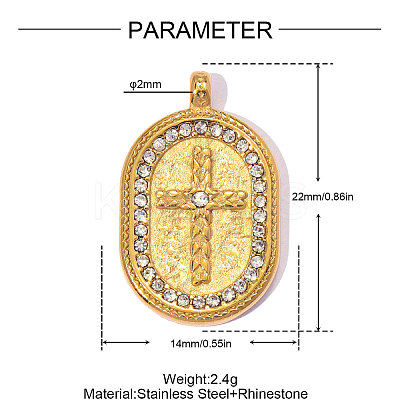 304 Stainless Steel with Crystal Rhinestone Pendants RB-OY001-16G-1