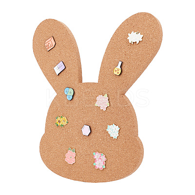 Rabbit Wall Mounted Brooch Jewelry Display Cork Tray AJEW-WH0433-01D-1